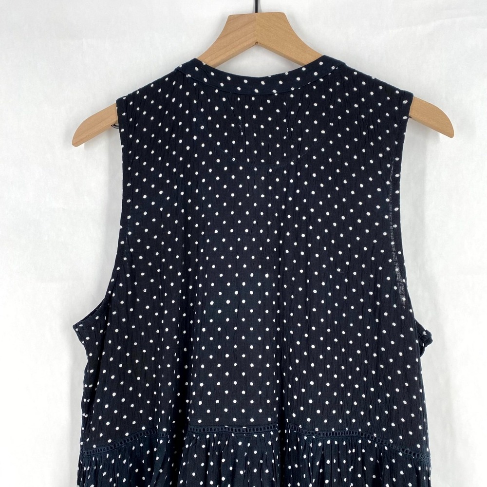 Anthropologie Shirt Dress Women L Navy Layla Lightweight Polka Dot Button - Picture 10 of 13
